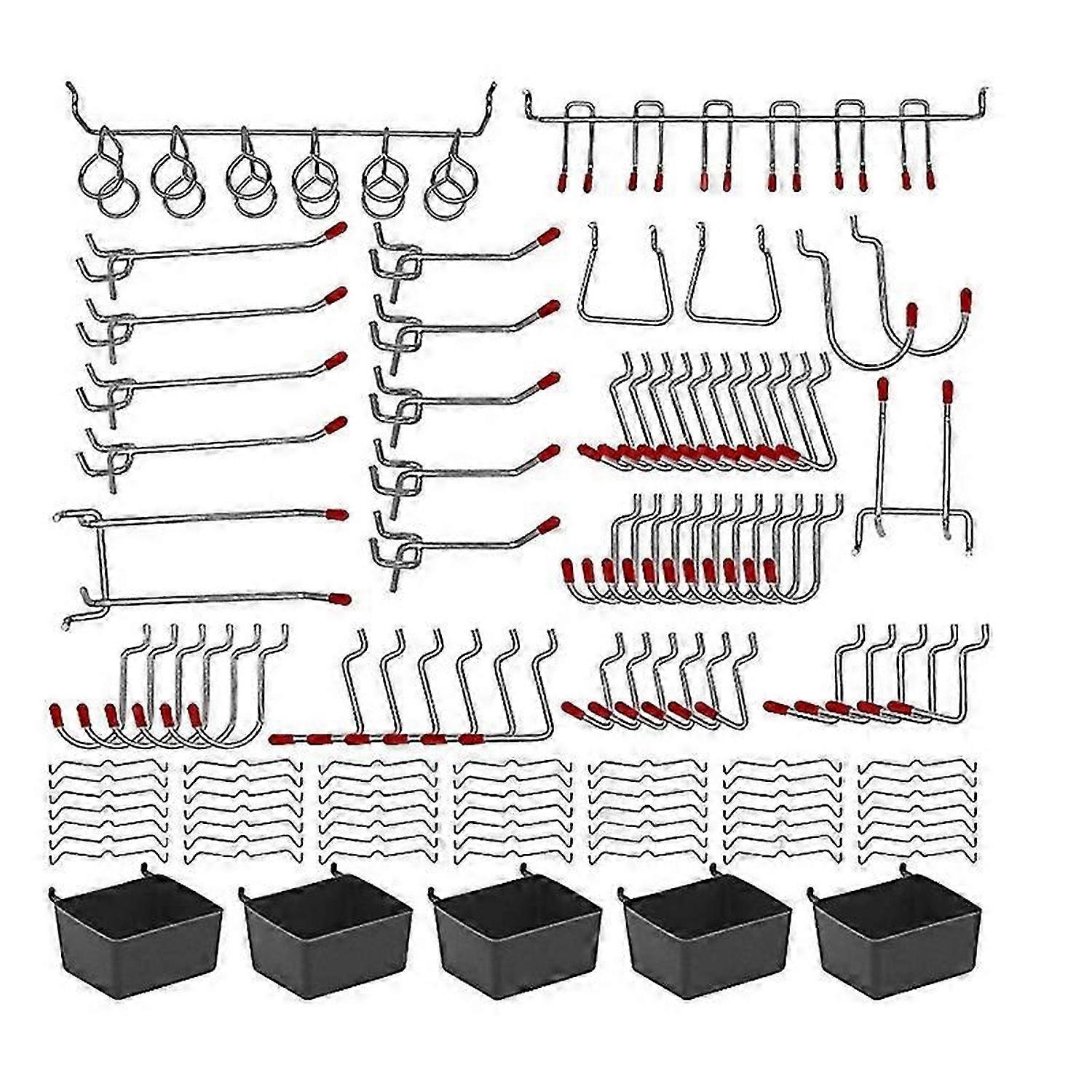 114Pcs Peg Board Hooks Assortment for Organizing Storage System Tools
