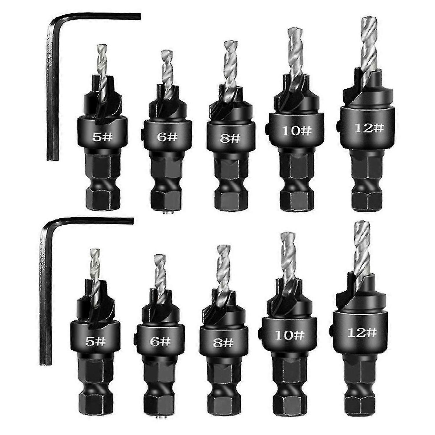 Countersunk Drill Hexagonal Handle Steel Hole Opener Set Silver