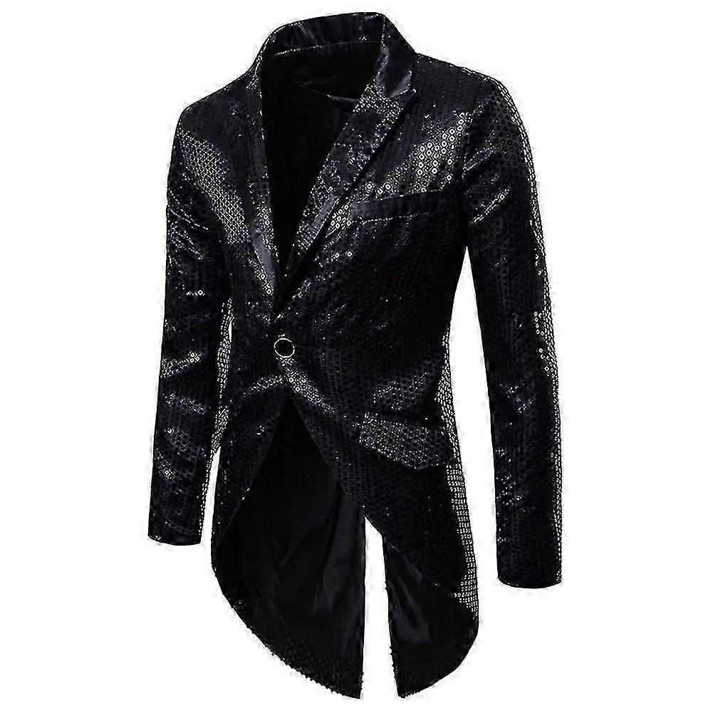 Mens Sequin Swallowtail Suit Jacket Party Show Tux Dress Coat