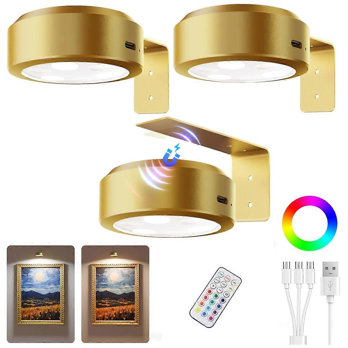 Picture Lights for Wall,1500mAh Rechargeable Battery Magnetic Poster Lights with 12 RGB for Art Dis