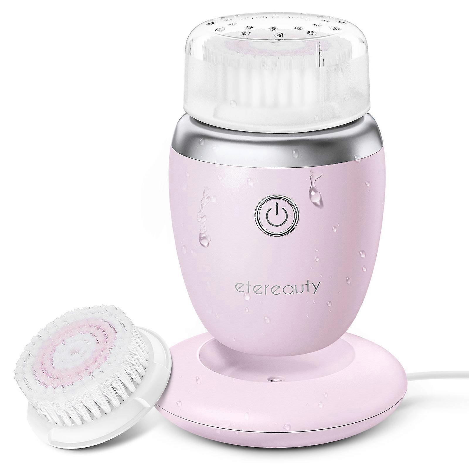 Facial Cleansing Brush Electric Sonic Round Shape for Sensitive Skin Users with Pink Color Rechargeable Deep Cleansing Device 1Pcs