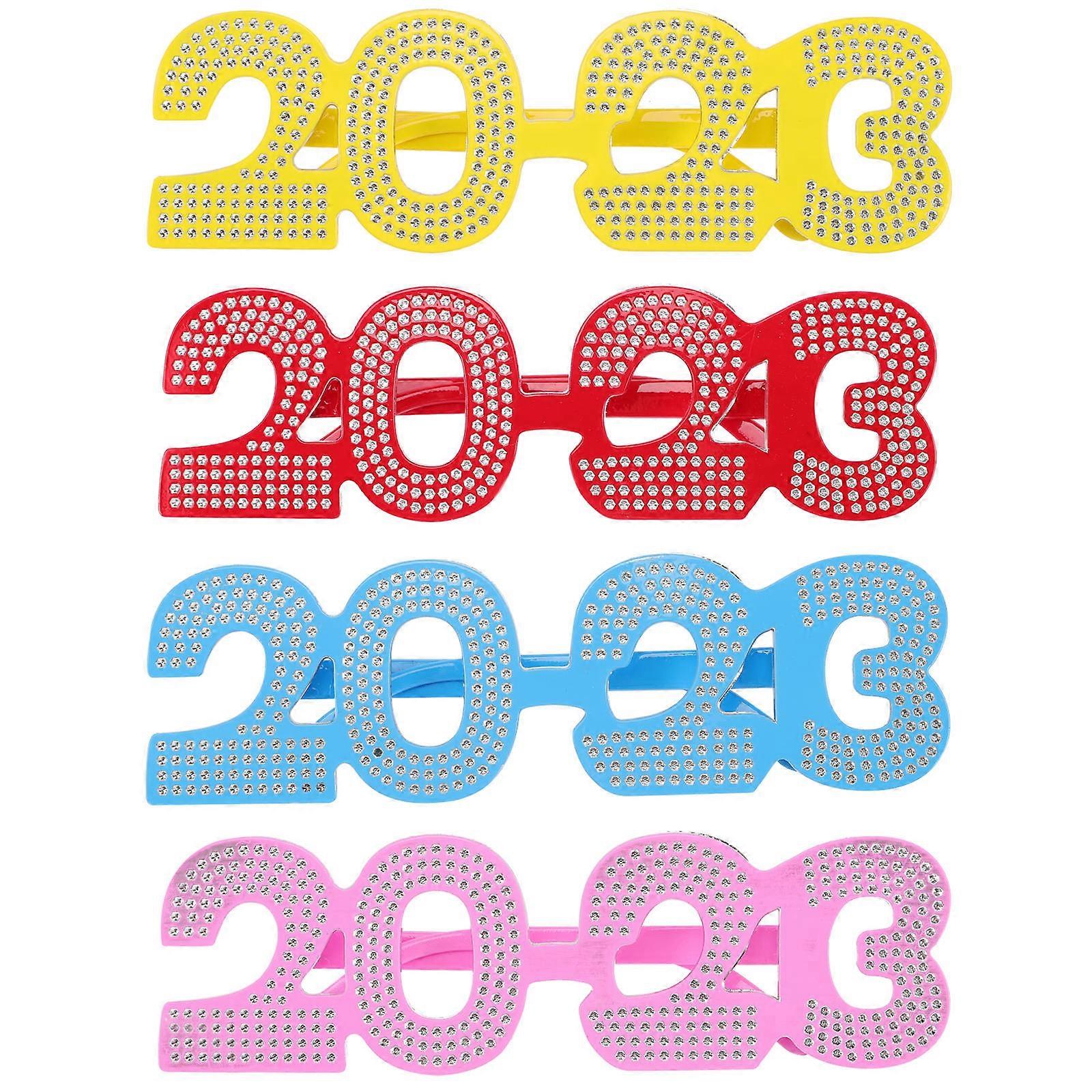New Year Eyeglasses 2023 Party Glasses for Decor 4Pcs Photo Props