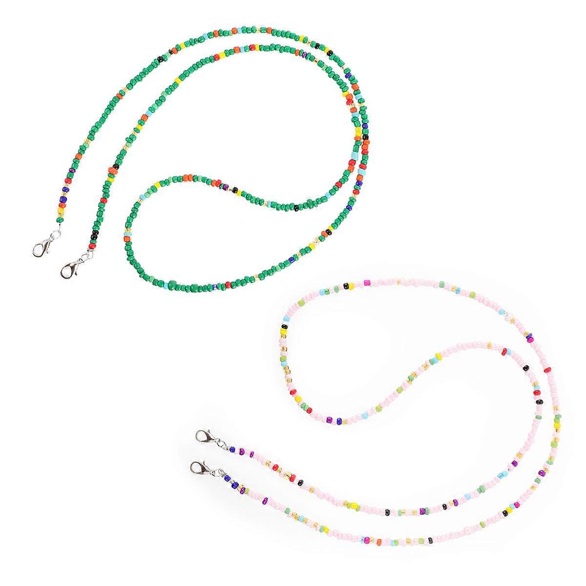 Mask Lanyards for Mask Use 2Pcs Beads Hanging Neck Rope Holder
