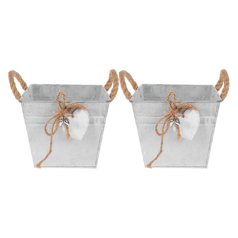 Flower Bucket Iron Retro Flowerpot for Decorative Use 4Pcs Set