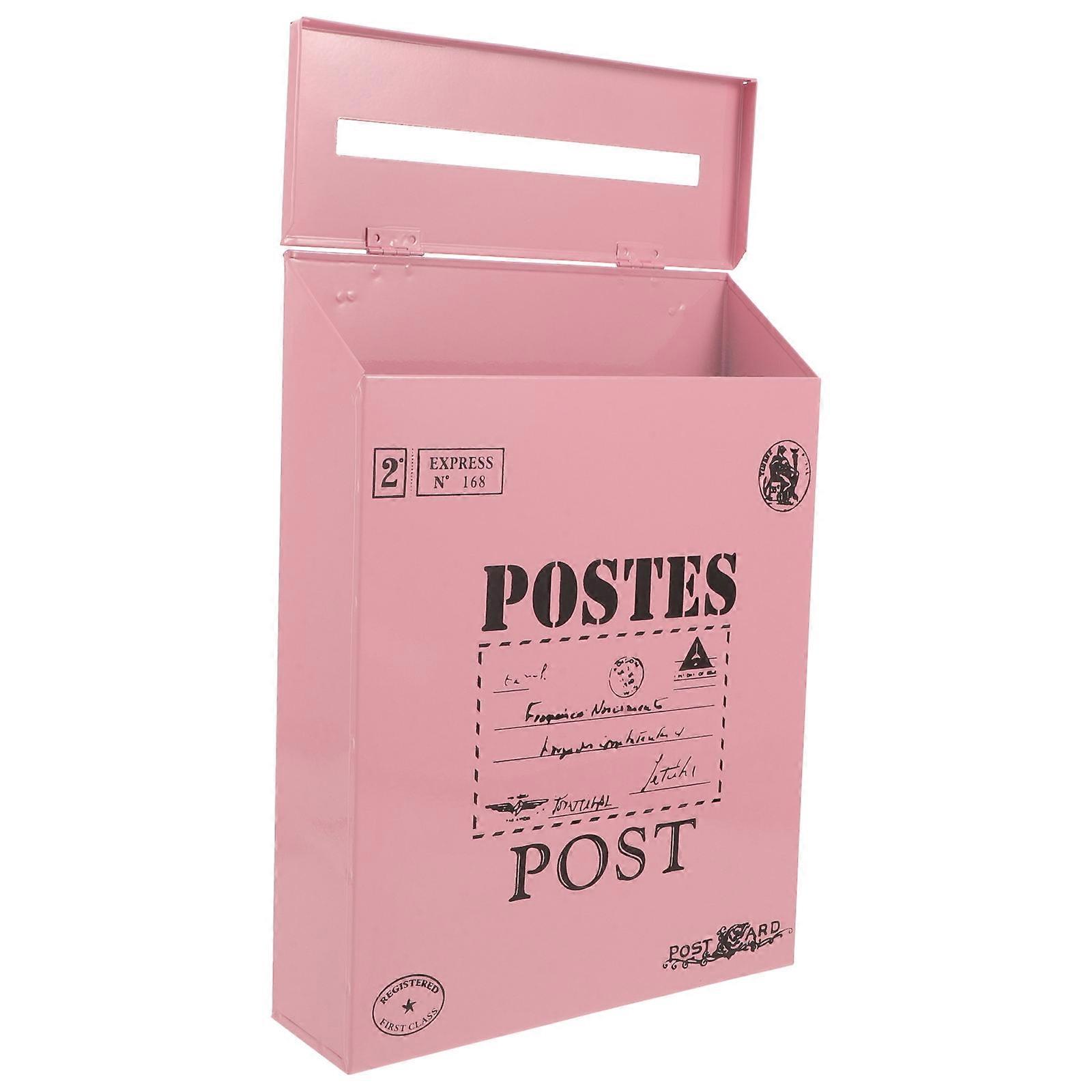 Wall Mount Mailbox Iron Post Box for Suggestions 2Pcs Pink
