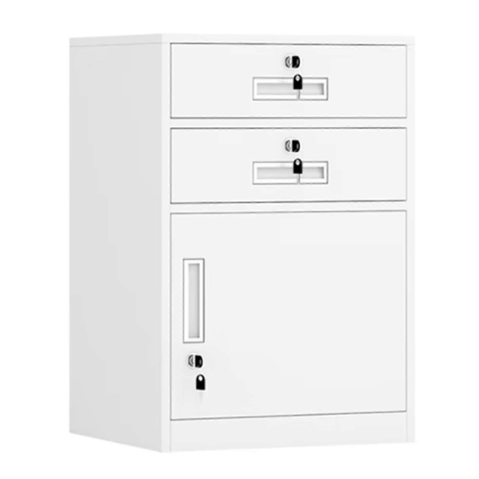 Metal Filing Cabinet Under Desk With Lock, 2 Drawers, 1 Storage Compartment, A4 And Legal Size, Home Office Storage