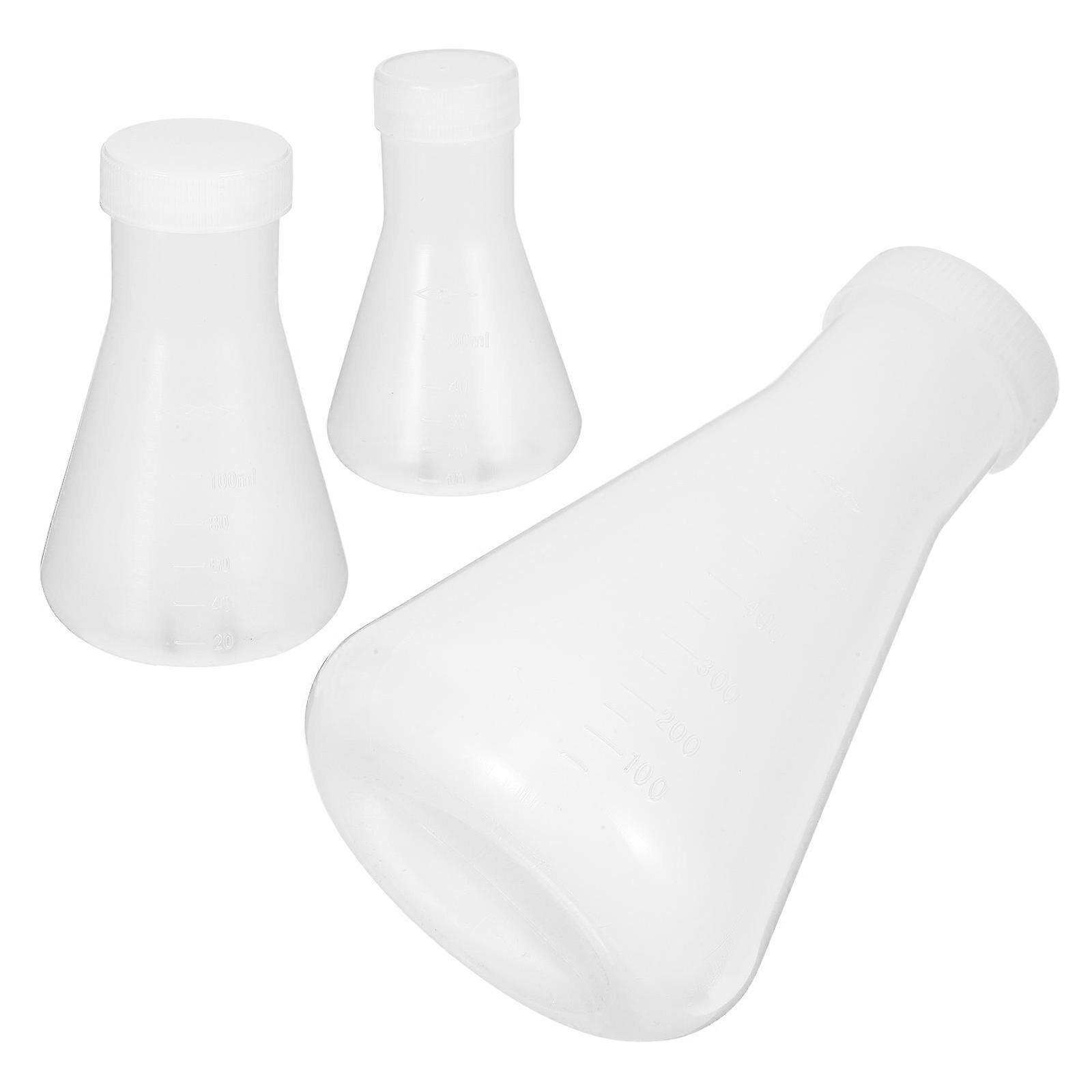 Conical Flask Plastic Flask for Laboratory Students School Experiments 50ml White Accurate Measurement 12 Pcs