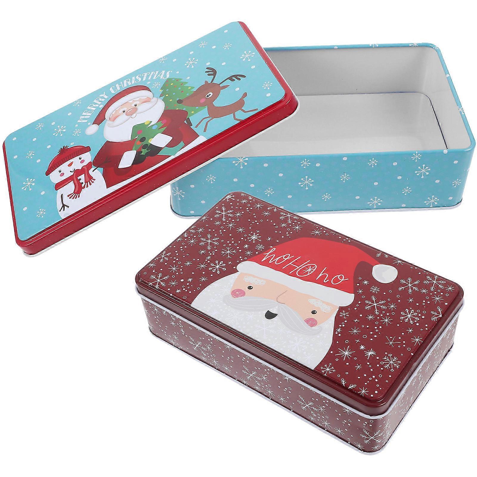 Christmas Candy Tins Tinplate Boxes for Storage 10Pcs Festive Cartoon Containers
