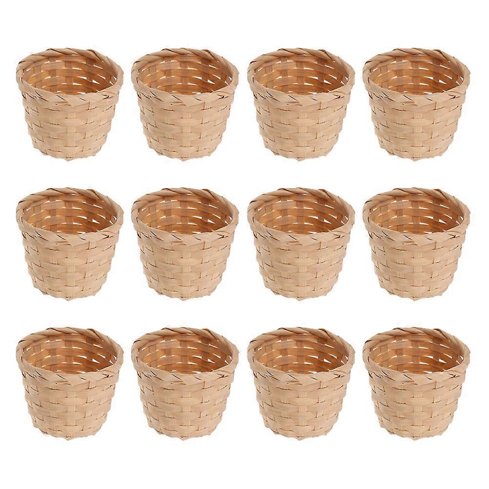 Bamboo Flower Baskets Miniature Storage Basket for Organizing 24Pcs