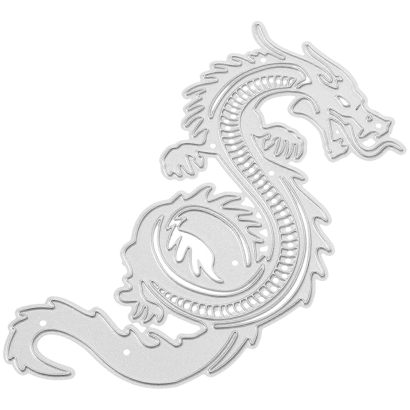 Dragon Year 2024 New Year Crafts 3Pcs Decorative Cutting Die Stencil Silver Color Perfect For Family DIY