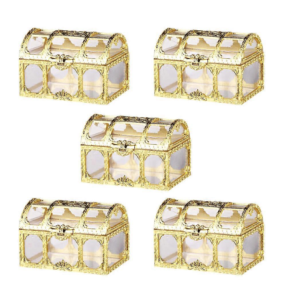 5Pcs Plastic Wedding Candy Boxes for Storage Use Golden Candy Storage Box