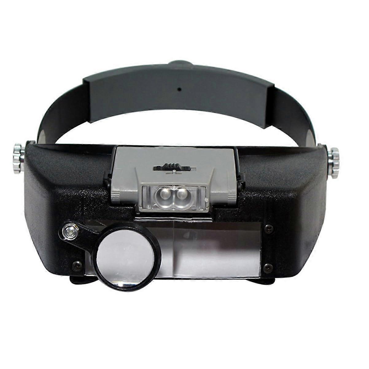 Head Mounted Magnifier with LED Light and Adjustable Headband for Watch Repair, Crafts, and Electronics - Portable DIY Tool