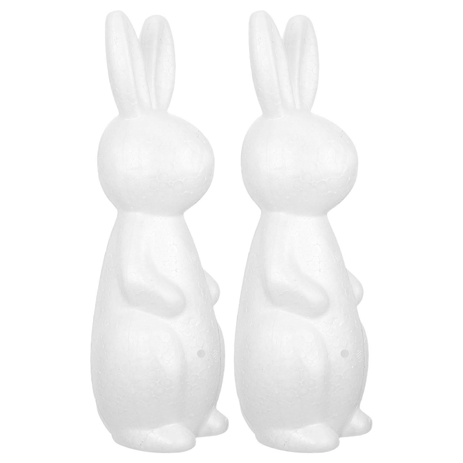 White Foam Rabbit Craft for DIY Painting and Decoration 2Pcs Polystyrene Bunny Models
