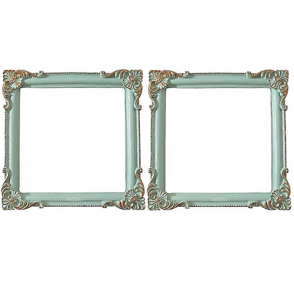 Retro Picture Frames 2Pcs Square Photo Ornament Frame for House Owners 11x11cm Light Green