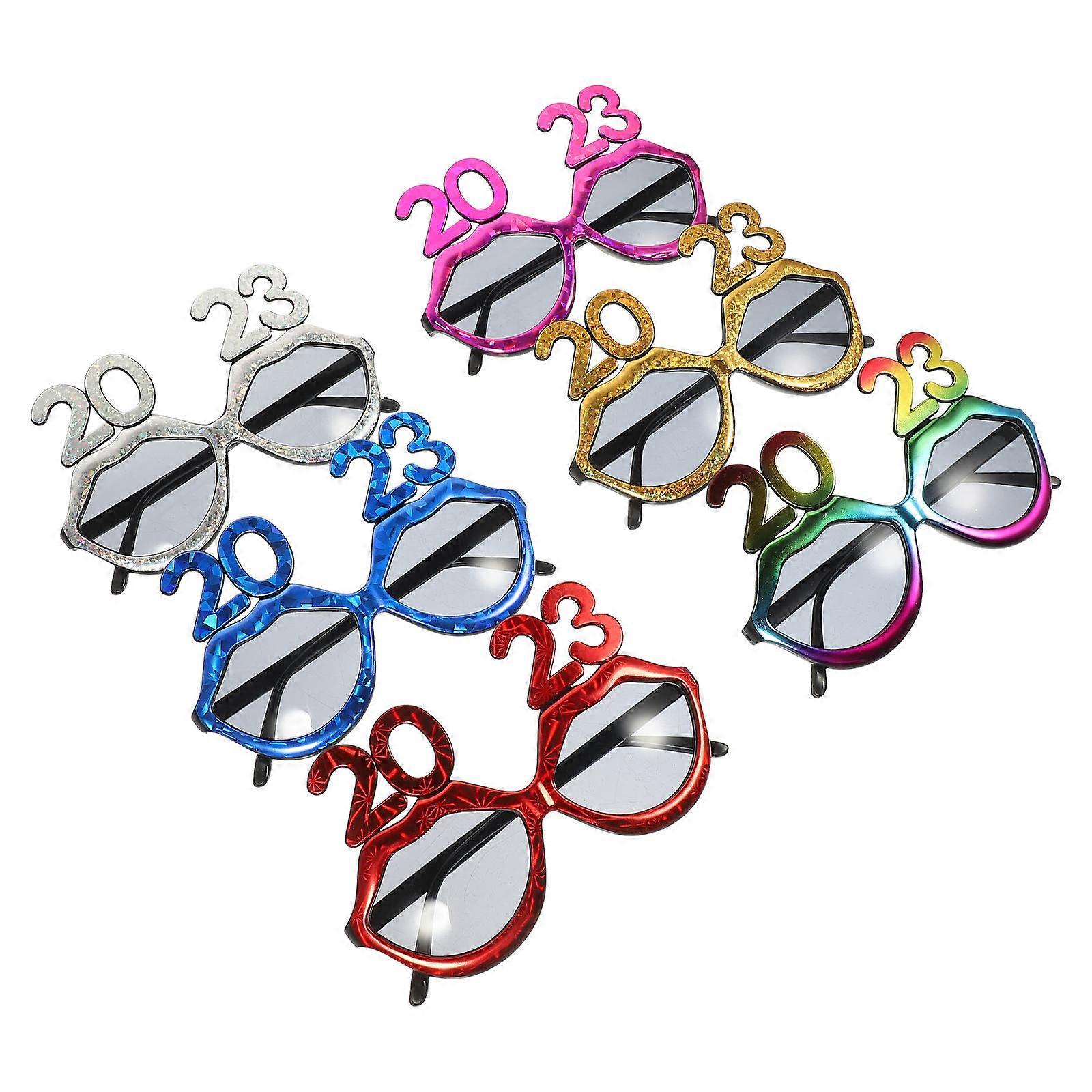 Festive New Year Party Accessories Eyeglasses Silver 6Pcs Square Style