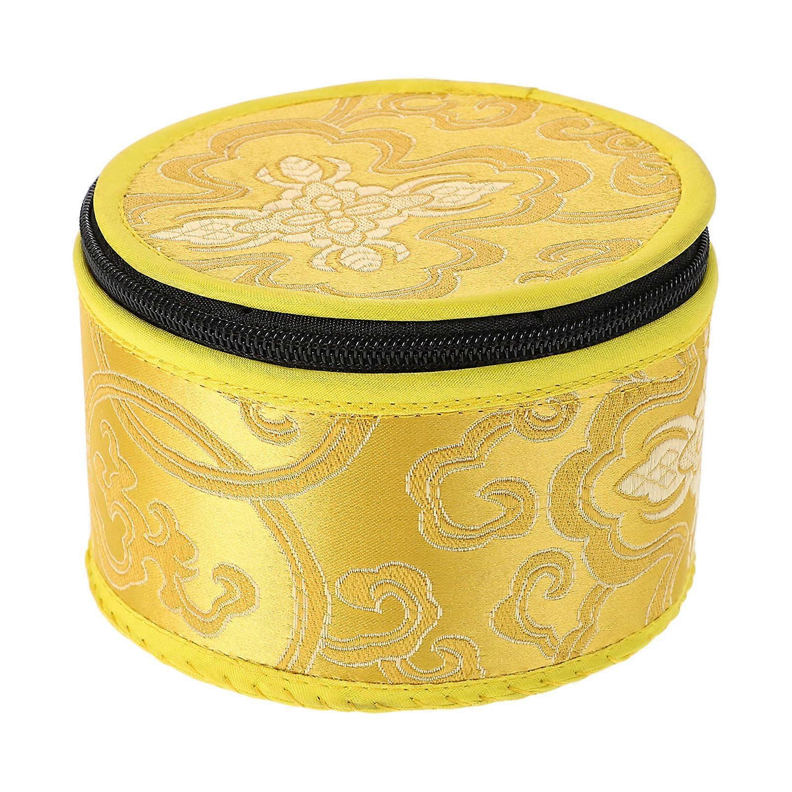 Meditation Bowl Holder With Zipper Closure 5Pcs Compact Design Perfect For Buddhist Sound Bowls And Gift Giving In Elegant Yellow