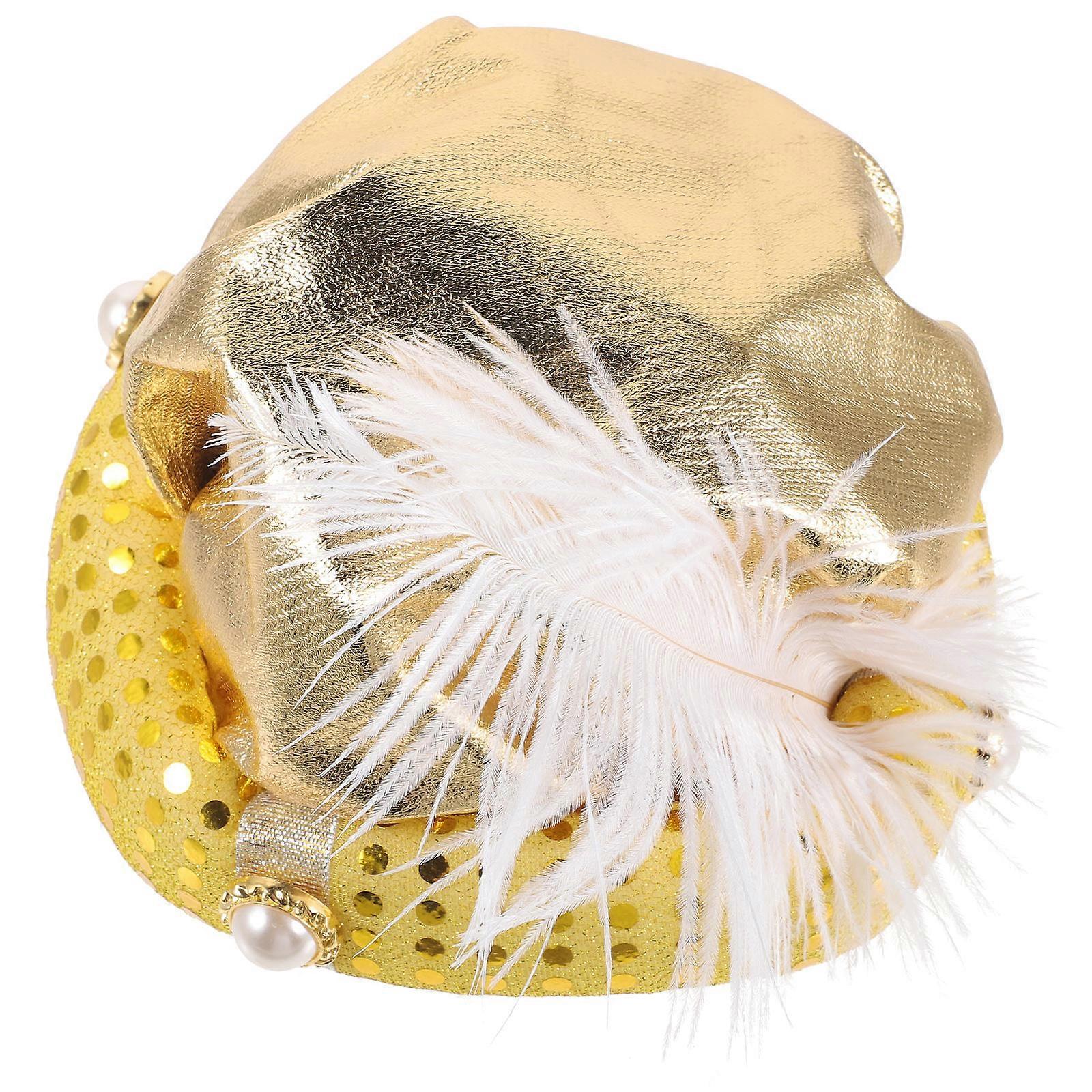 Golden Decorative Plume Cap Hat for Role-Playing 3Pcs Pack