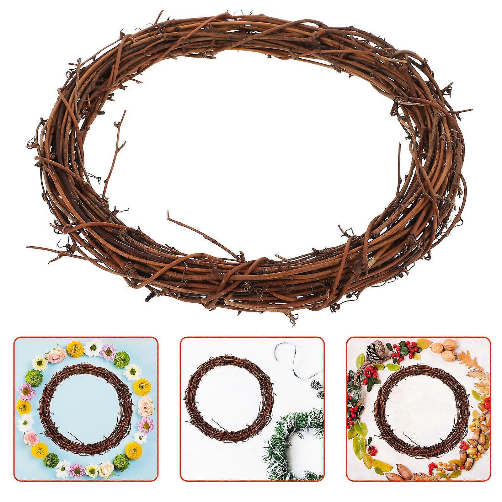 Handwoven Rattan Wreath Frame for DIY Use 5Pcs Light Brown Craft Circles