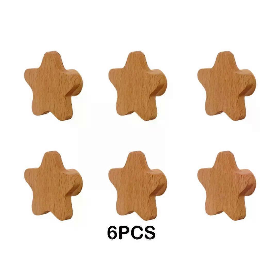 6PCS Cloud/Star Shape Furniture Handles Moon Drawer Wooden Knobs Star Cloud Decoration Cabinet Wood Pulls Knobs Set