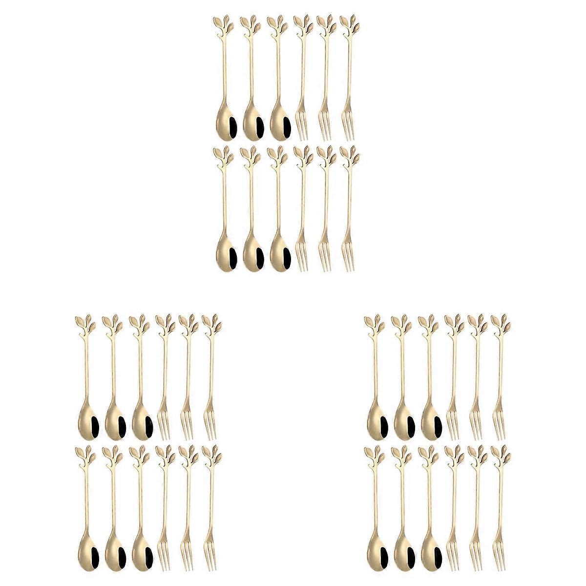 12Pcs Dessert Spoon and Fork Set Stainless Steel Mixing