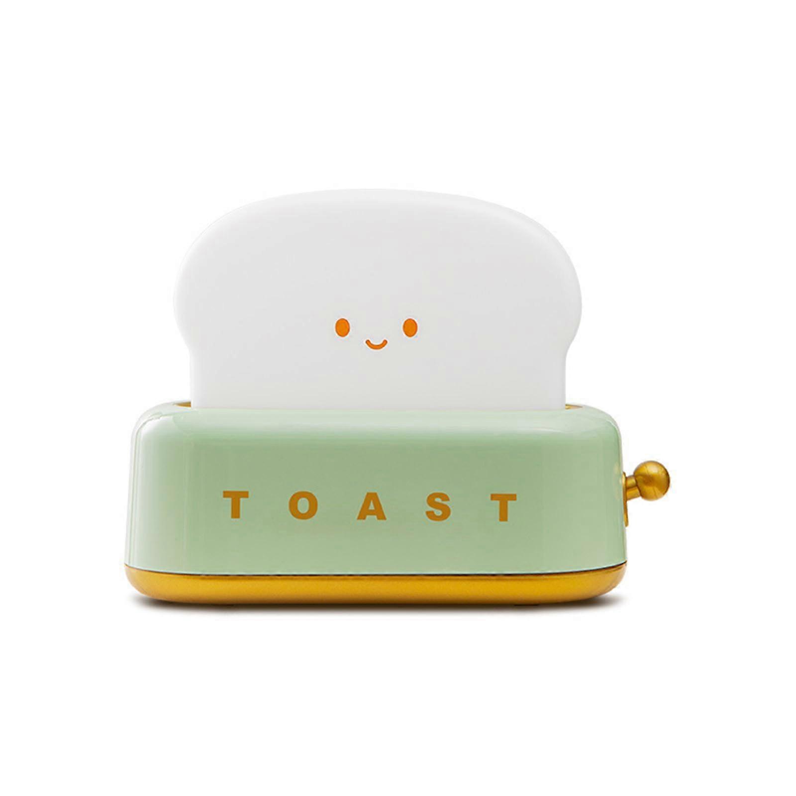 Toast Night Lamp Rechargeable LED Night Light For Kids, Toaster Style Light With Timer And Adjustable Brightness, Green