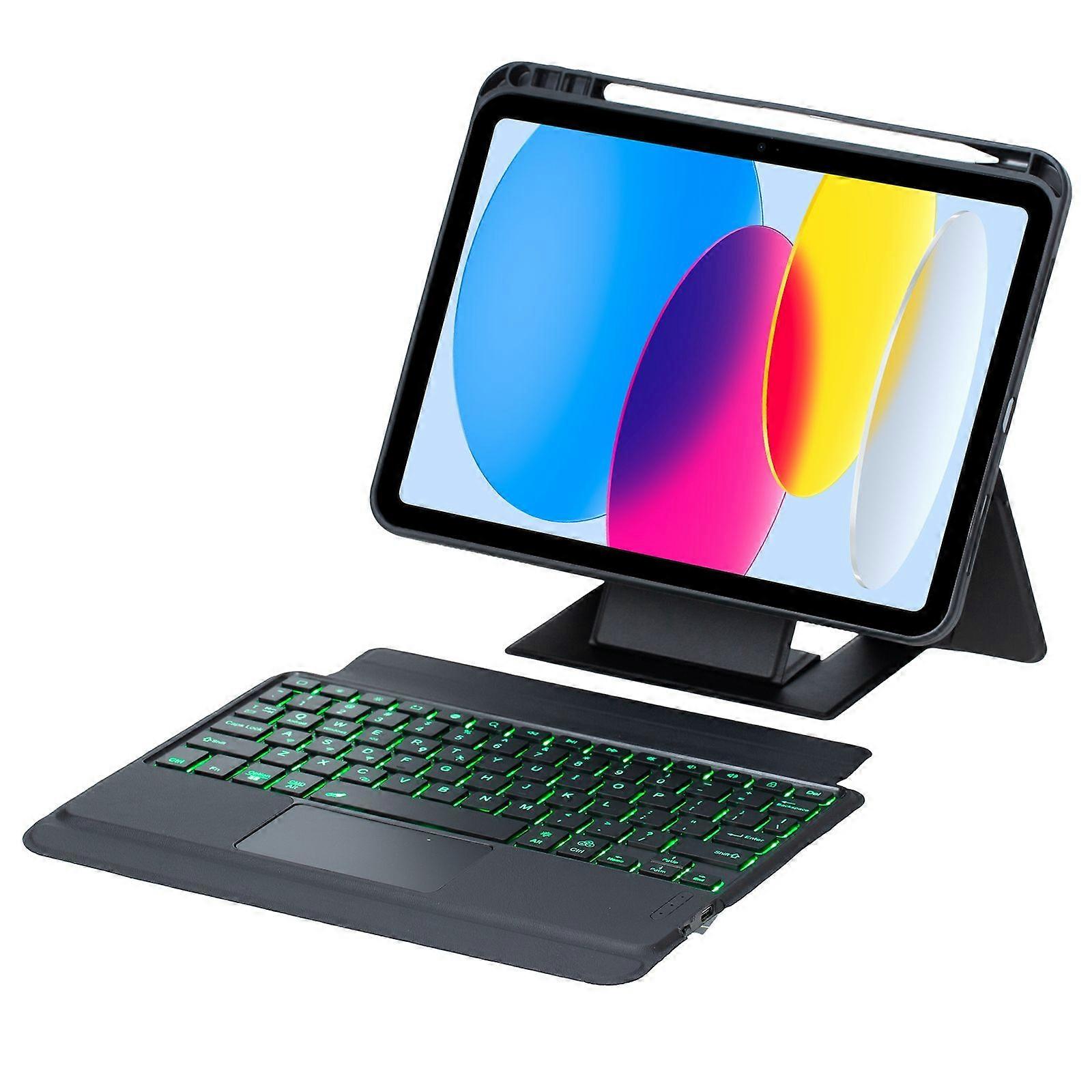 For iPad (2025)/ iPad 10.9 (2022) Detachable Bluetooth Keyboard Stand Case with Touchpad and Backlit