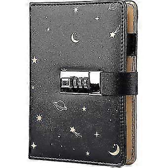Leather Journal With Lock, Refillable Paper Binder Password Diary, Secret A6 Writing Hardcover Noteb