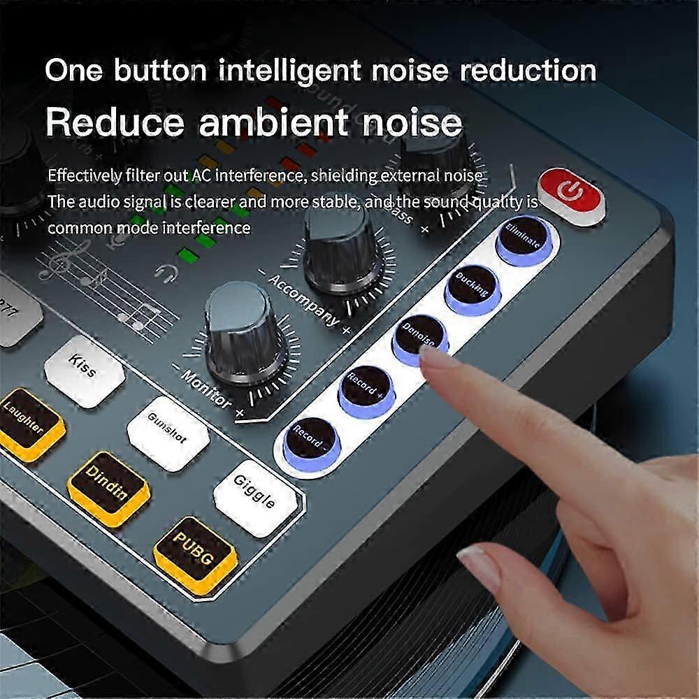 25-26 Bluetooth Mini Sound Mixer Board,Live Sound Card with Various Sound Effects for Music Recording