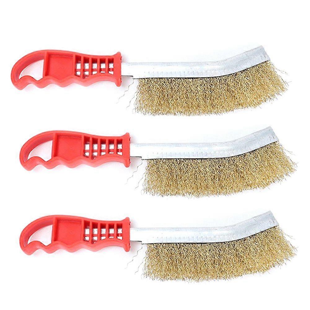 3PCS Multi-Function Tool Wire Brush Copper Plated Long Handle Cleaning Brush Kitchen Grill Special Plate Rust Removal