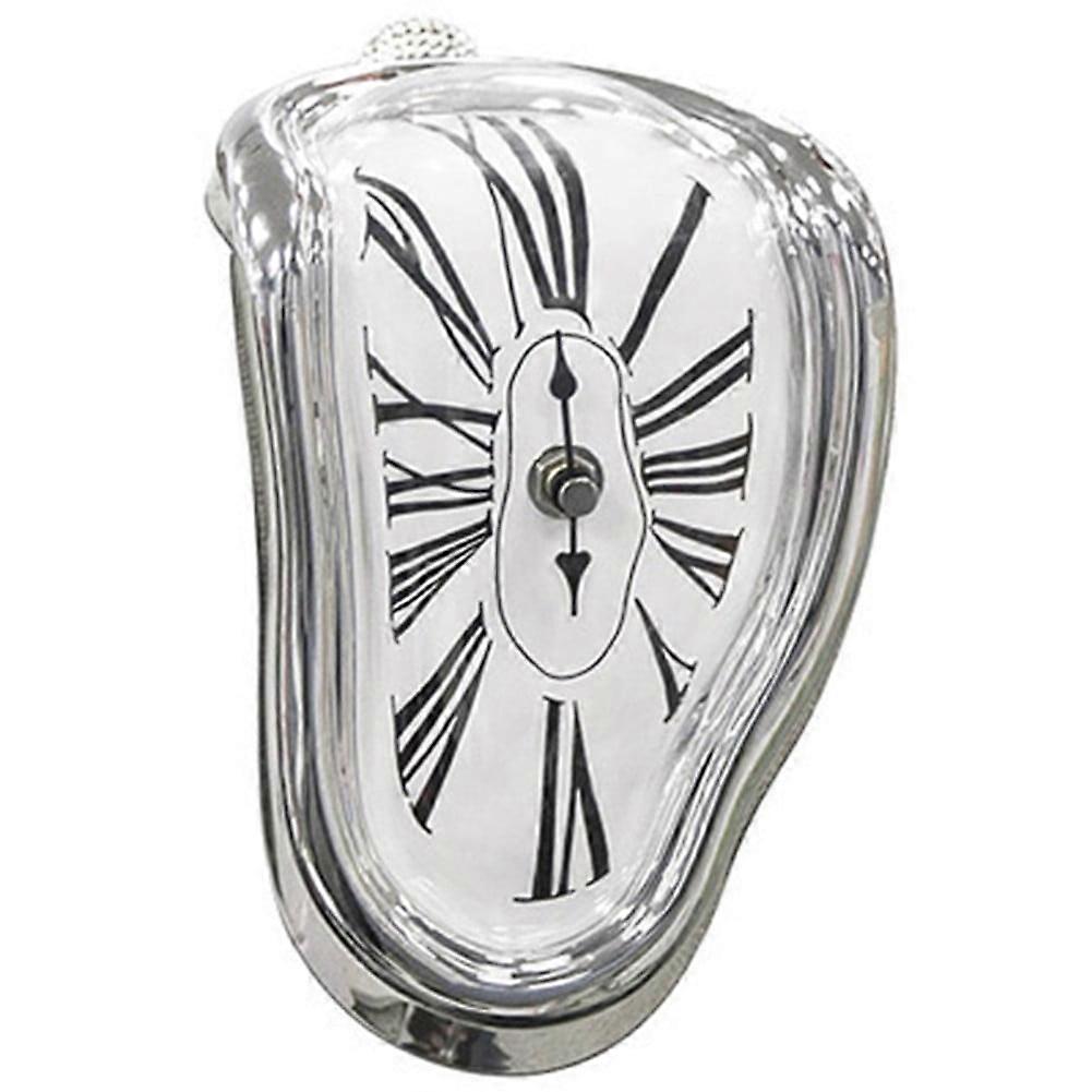 DAMIFU Clock New Surreal Melting Distorted Wall Clock Stylish Clock For Home and Garden Silver