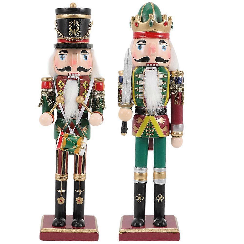 2pcs Nutcracker Desktop Decoration Xmas Nutcracker Pendant Nutcracker Wood Crafts