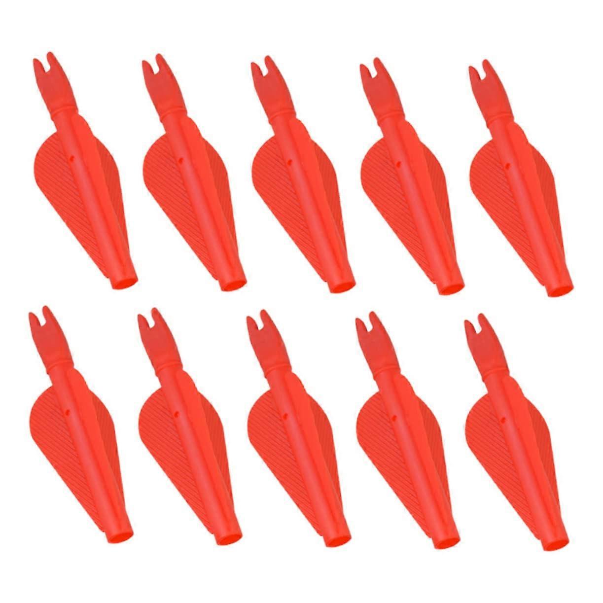 10pcs Red Plastic Arrow Nocks with Integrated Tail for Archery Hunting Training and Target Practice