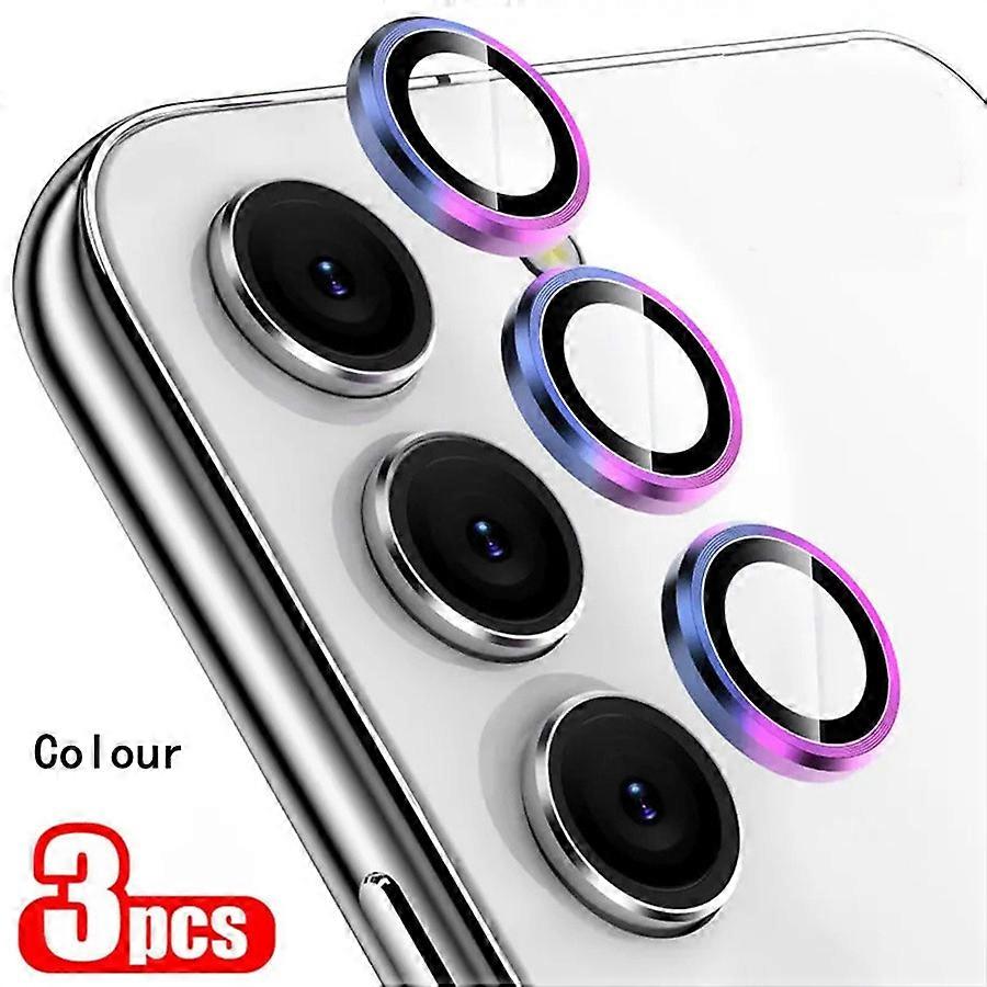 3Pcs/1Set Metallic Luster Lens Protector Cover For Samsung Galaxy S25 Plus S23 FE S24 A15 A35 A55 Full Protect Camera Protection