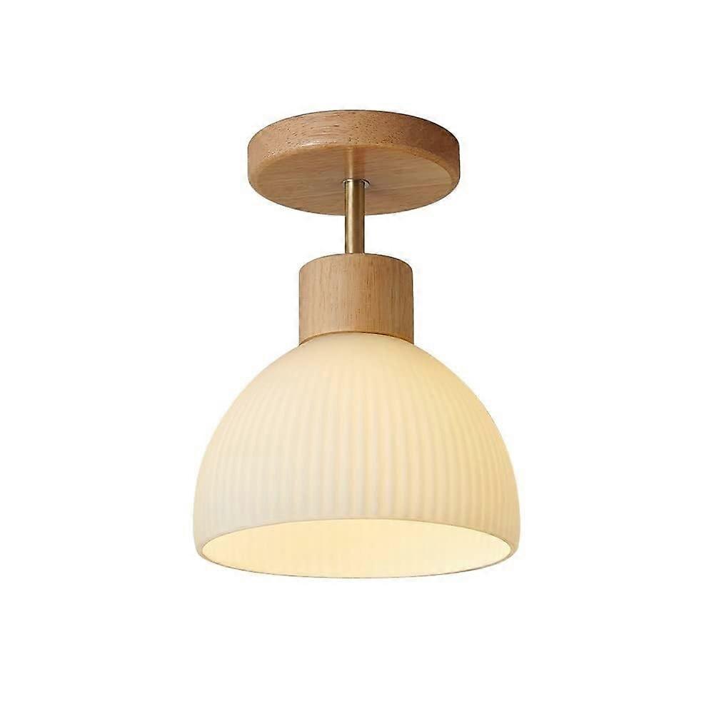 Ceiling Lamp Glass Lampshade SemiFlush Mount E27 Nordic Wood Ceiling Light Fixture For Hallway Entryway Foyer