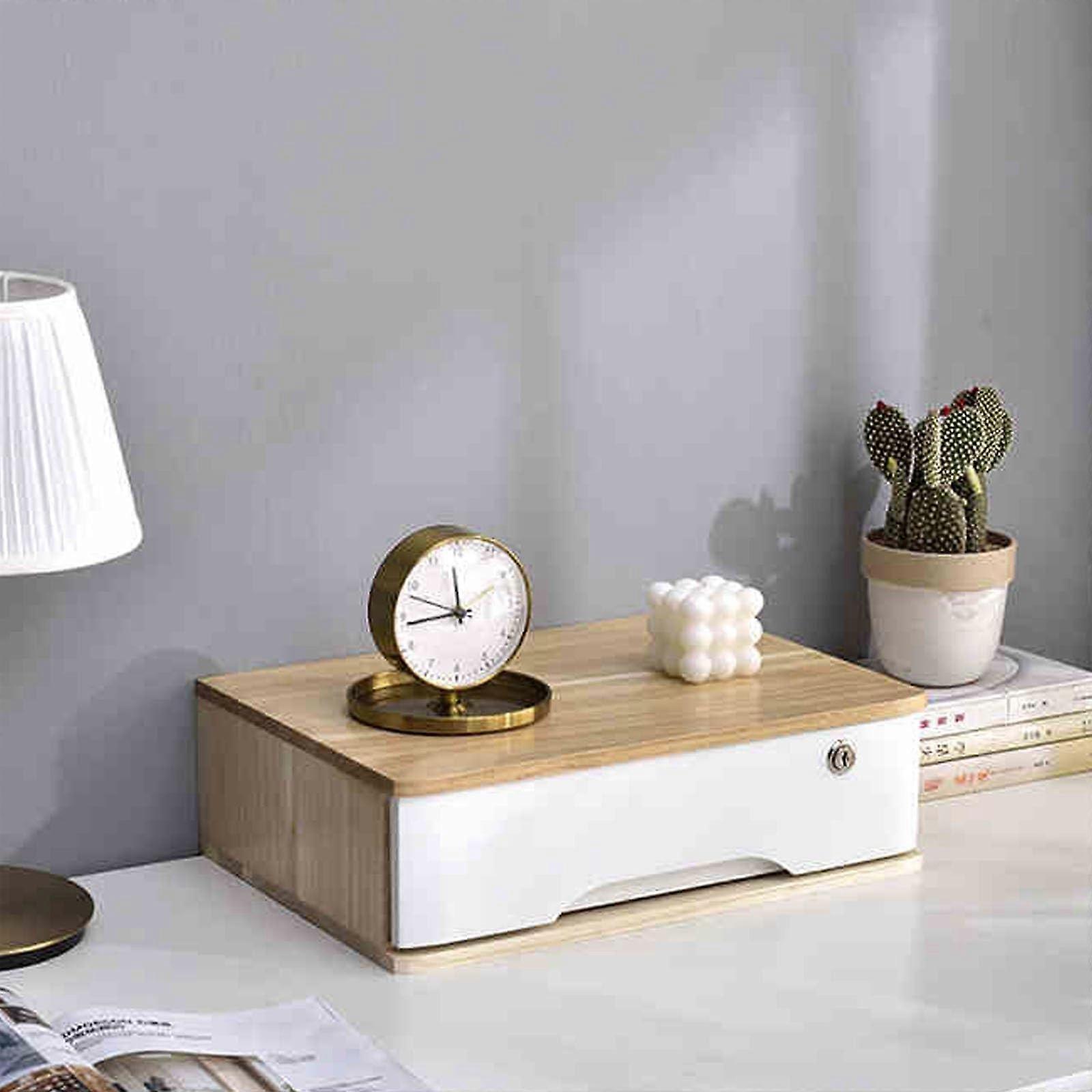 Wooden Desktop Storage Box with Drawers A4 File Organizer Flat File Cabinet Notebook And Document Storage 1 Layer