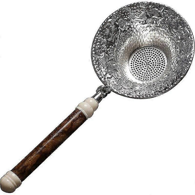 Mottled Bamboo Handle Tin Tea Strainer Handmade Tea Ceremony Accessories Creative Kitchen Tea