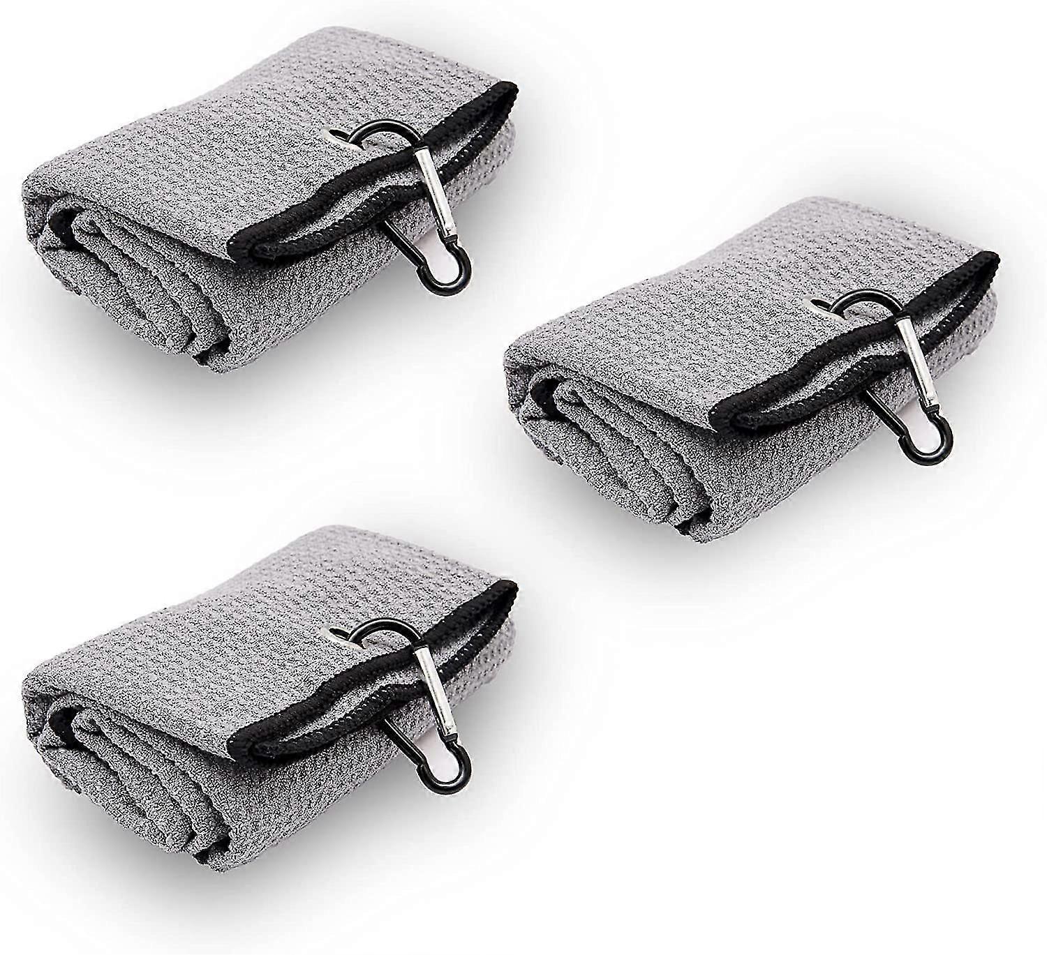 Toalhas de golfe de 3 pacotes masculinos tri-fold Golf - Toalhas de golfe de 16 X 24 polegadas, cinza