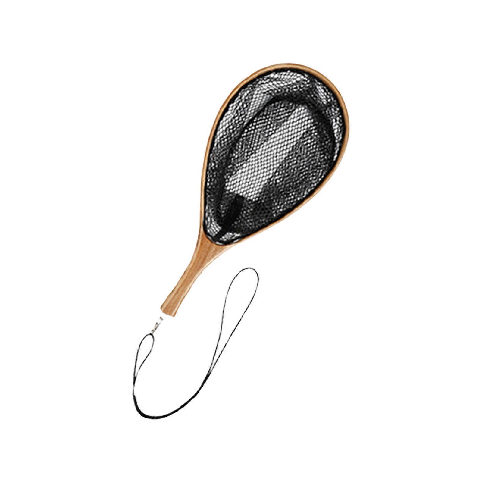 Wooden Poles Fishing Landing Net with Lanyard Fishing Net Portable for Adult Unisex Landing Net with Comfortable Handle  S