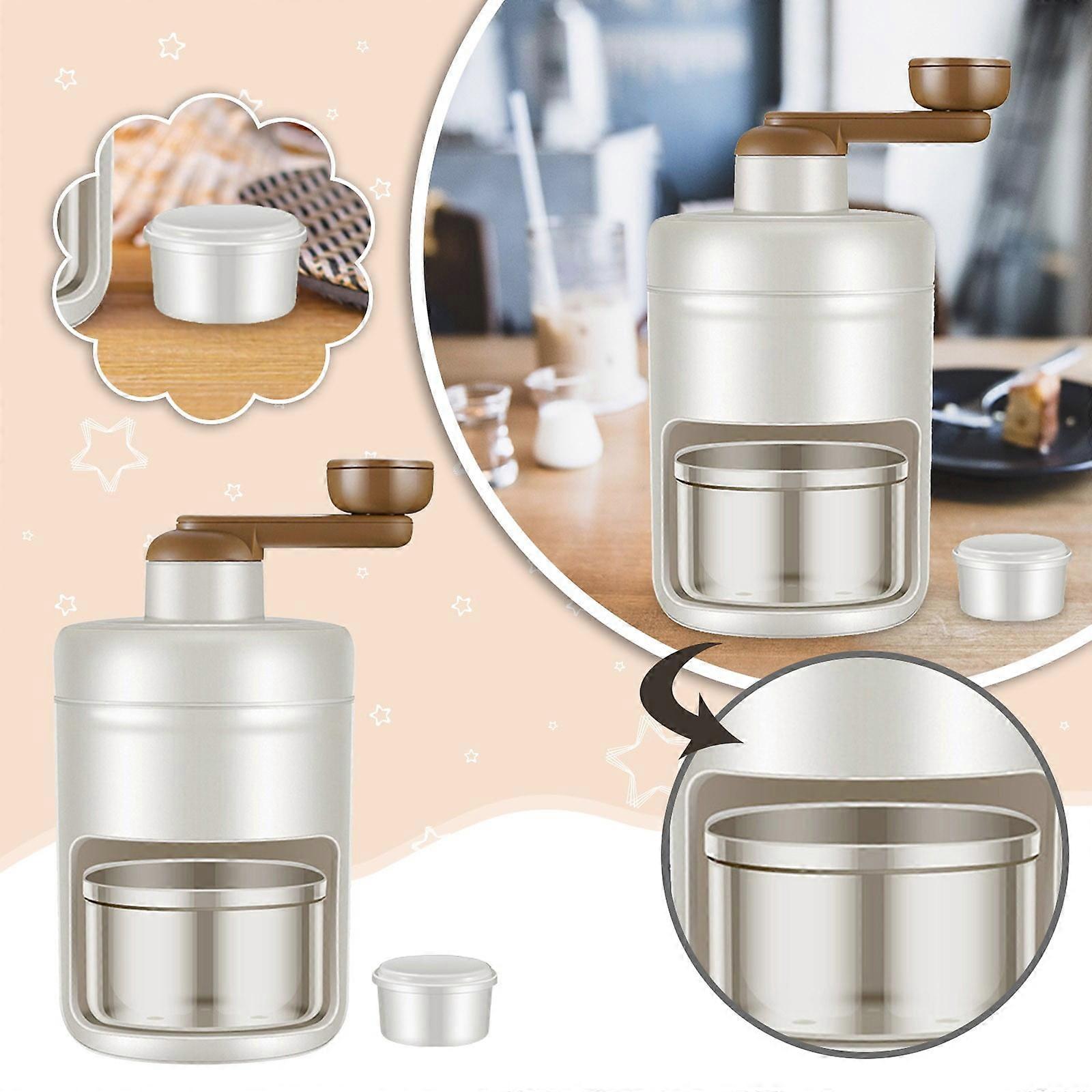 Dnyelq Hand Shake Ice Crusher Machine Set, Compatible with Household Use, Manual Ice Shaver & Mold for Cotton Ice, Small Portable Design