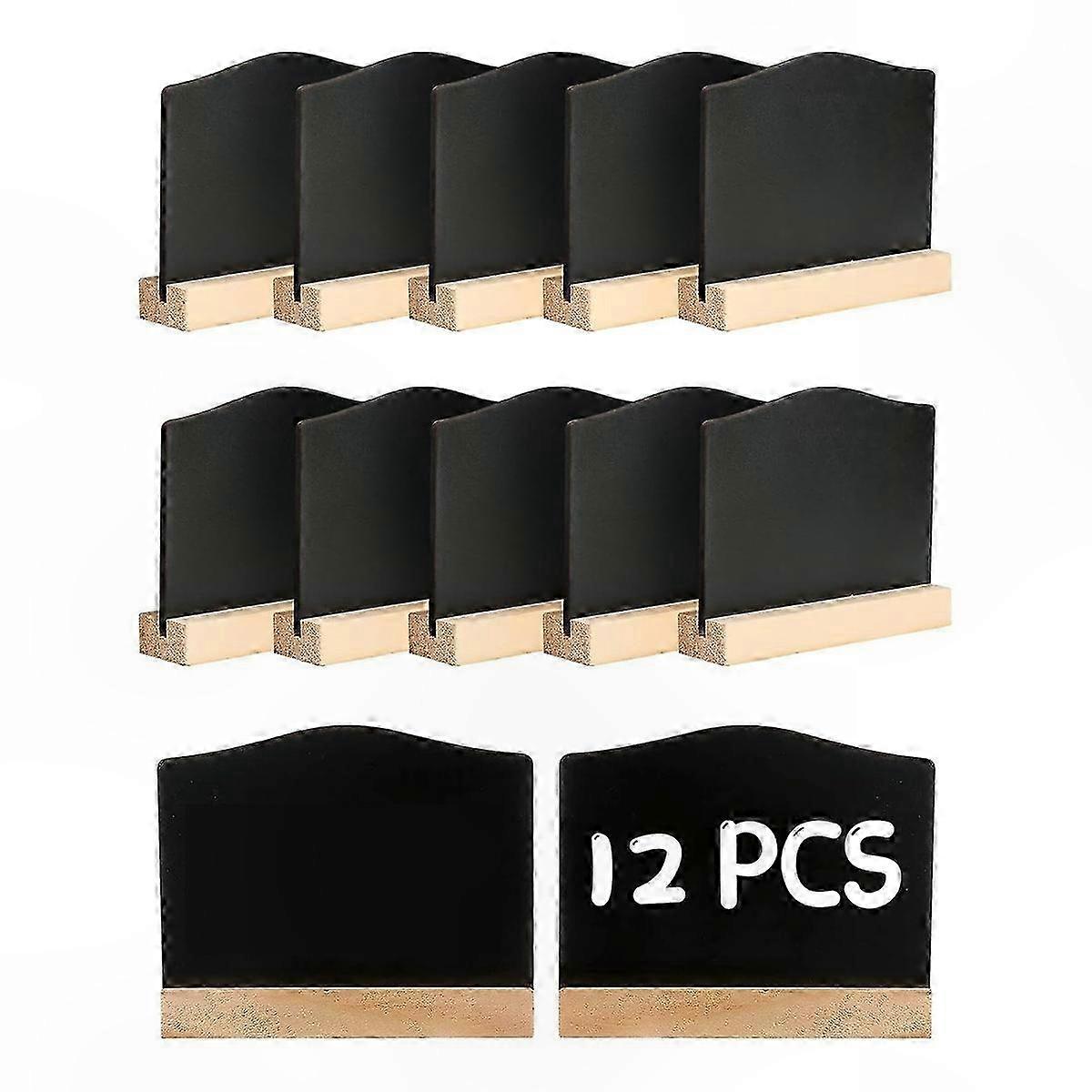 12-Pack Mini Chalkboard Signs with Stands, 10x7.2cm Small Blackboard Message Boards for Kitchen Notes