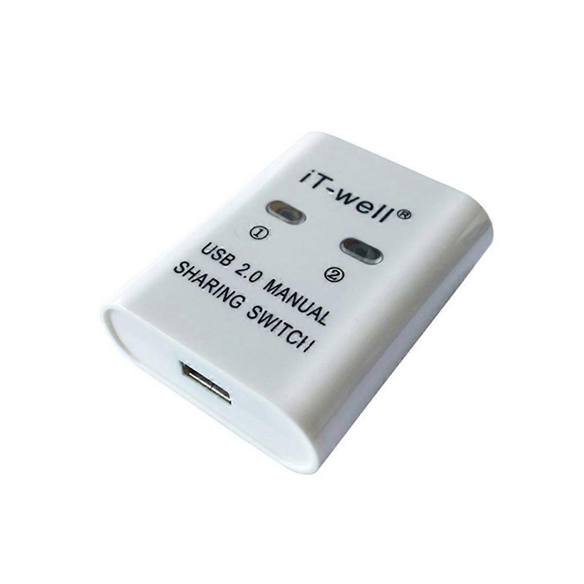  USB Printer Switch HUB 2 Port Printing Switcher Box White
