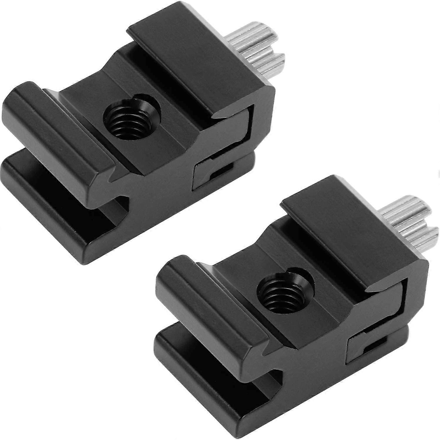 Camera Metal Cold Shoe Flash Stand Adapter with 1/4-20 Tripod Screw Thread (2 Packs)
