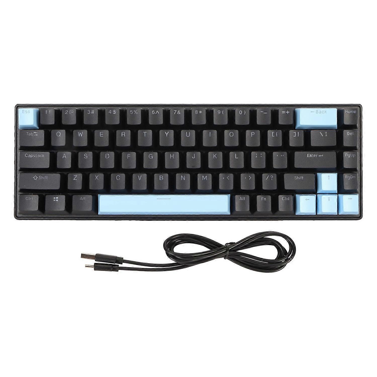 Gaming Keyboard USB 68 Keys Blue Switch N Key Rollover 10 RGB Backlit Modes Wired Keyboard for Deskt