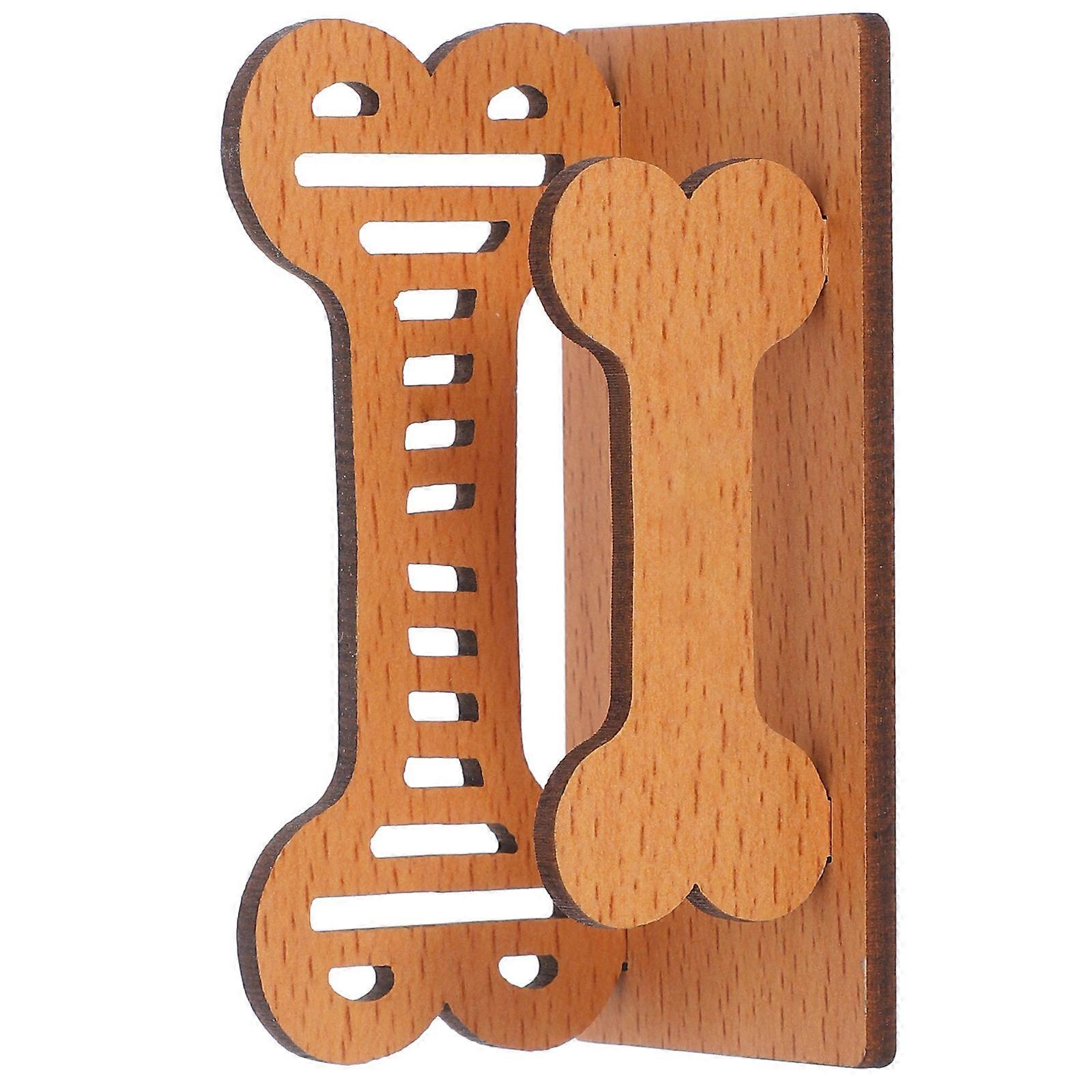 Bone Shape Wooden Business Card Rack for Office Card Display Stand