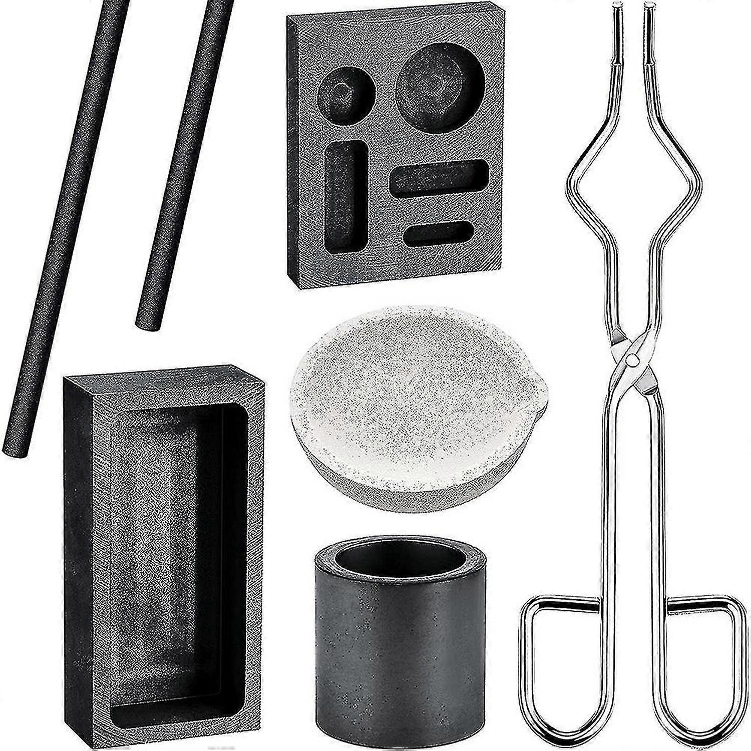 Graphite Torch Melting Casting Kit,2 Graphite Crucible Stir Stick, Quartz Crucible, Cylindrical Gra-haoyi