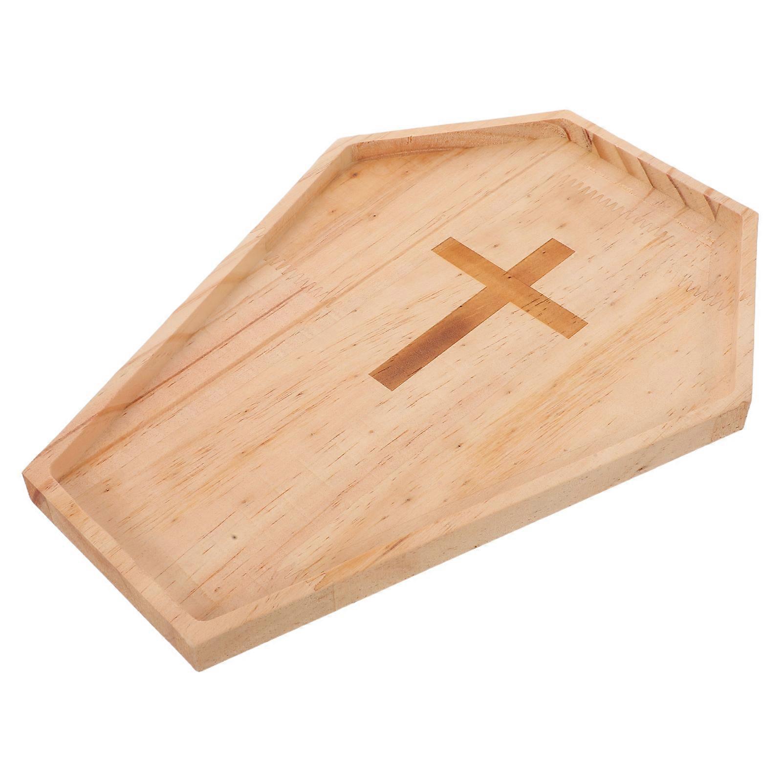 Rustic Wooden Halloween Tray Coffin Serving Tray for Storage Candy