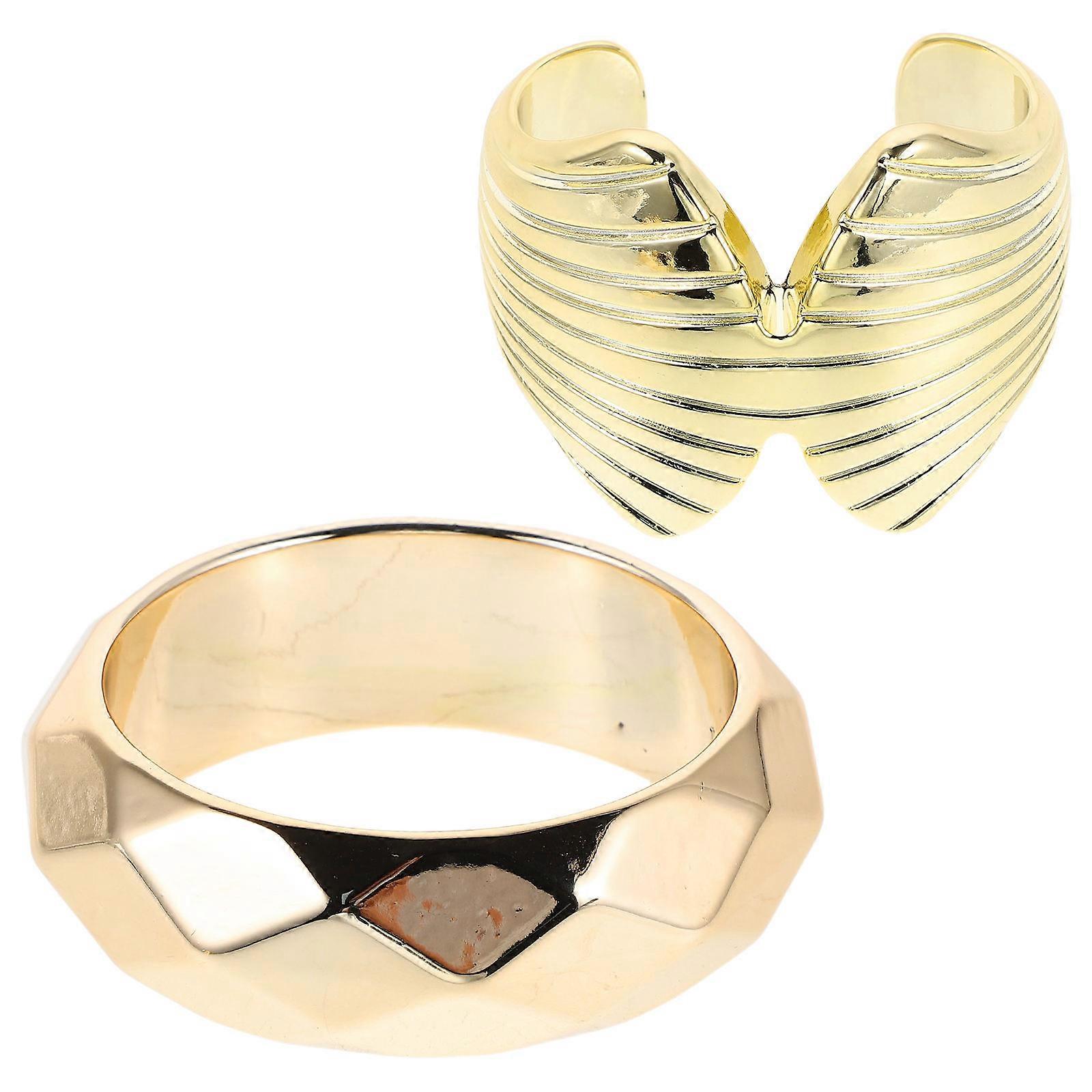 Chunky Bangles Set Acrylic Geometric Bracelet for Wearing 2Pcs