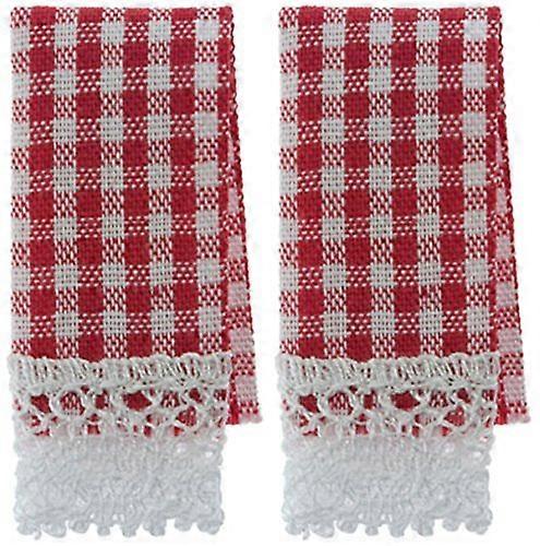 دمى البيت الأحمر غينغهام الشاي المناشف مصغرة مطبخ مقهى التبعي