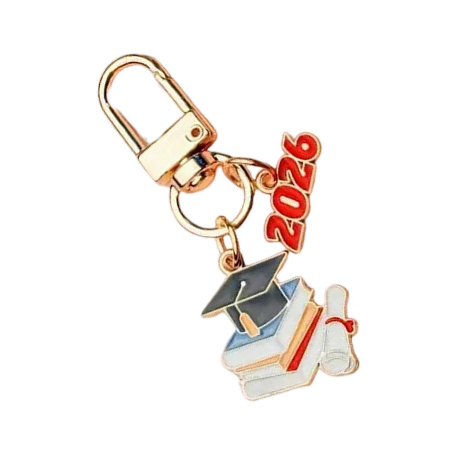 2026 Graduation Keychain Commemorative Cap Diploma Charm Alloy Keepsake Gift For College University Students Multicolor