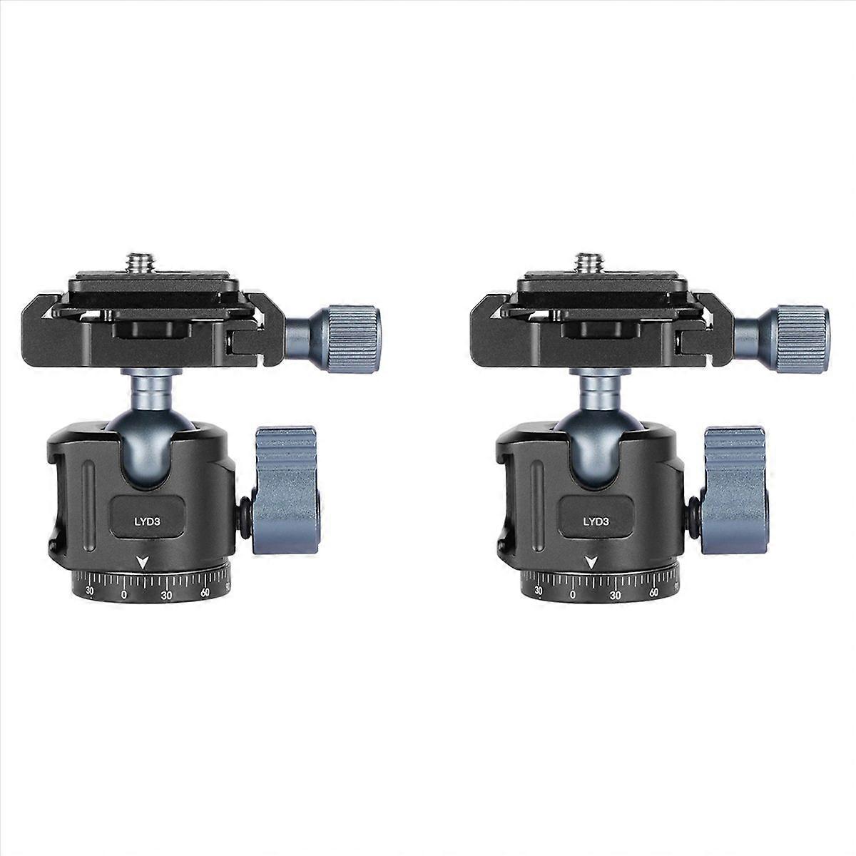 2X Universal Tripod Ball Pan-Tilt Quick Release 360°Ball Pan-Tilt W Arca +Cold Shoe Mount for DSLR C